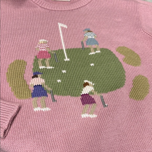 Vintage Handmade Golf Scene Crewneck Drop Sleeve Sweater in Mauve XS/S - Picture 5 of 10